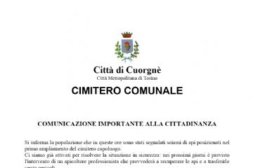 Comunicazione alla cittadinanza - Presenza di api al Cimitero